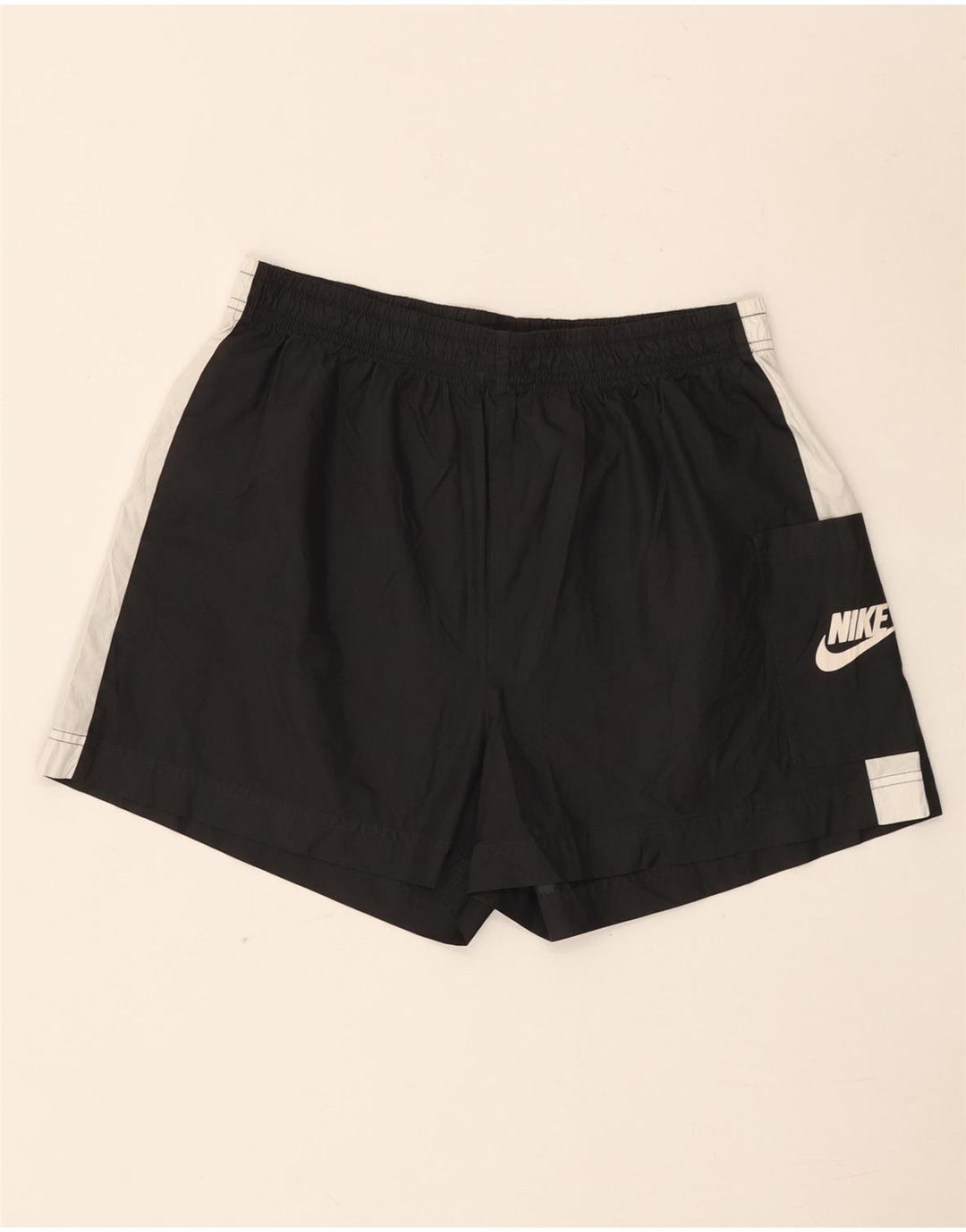 Nike Damen Graphic Sport Shorts UK 16 Large Schwarz Colourblock Polyester