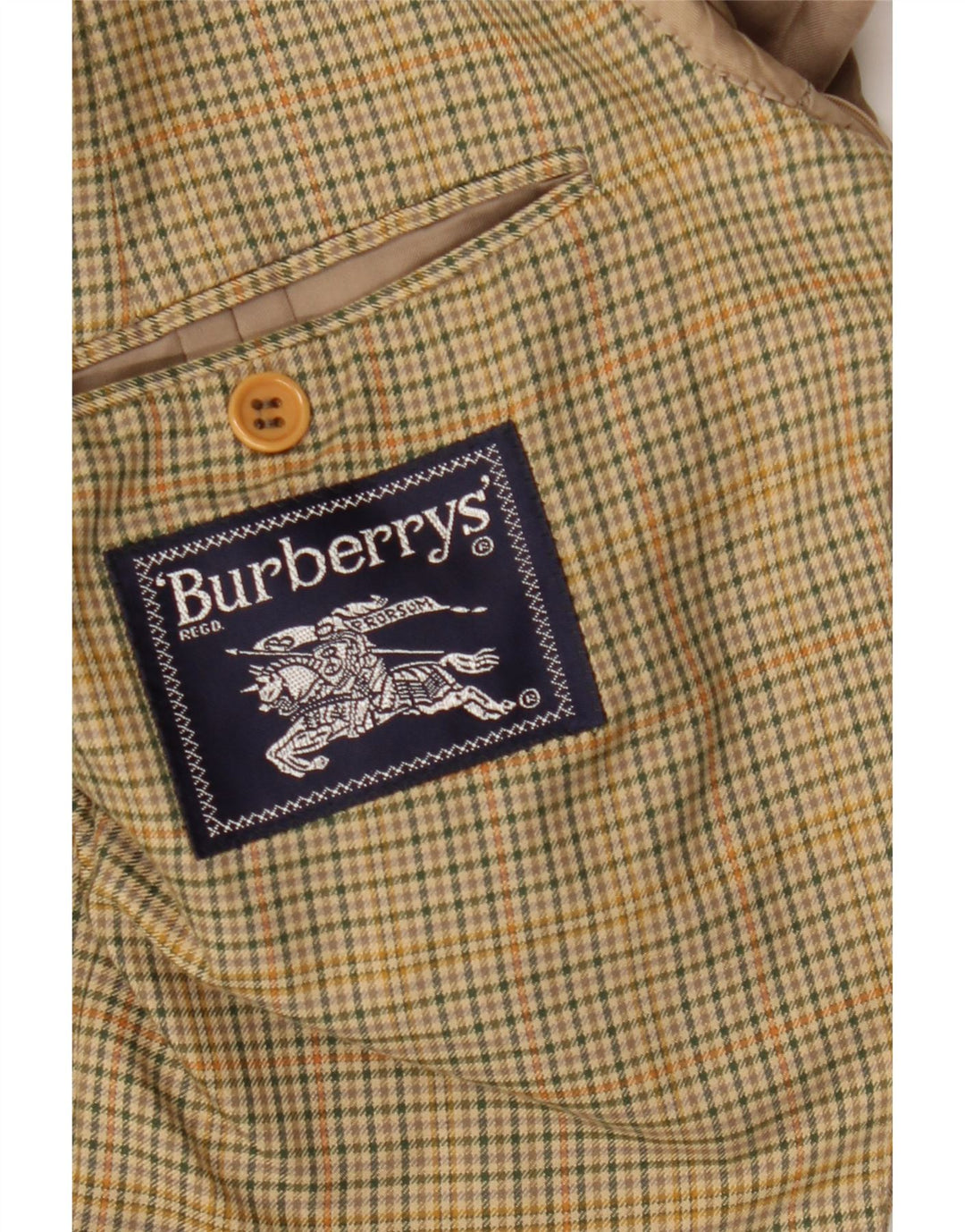 Burberrys Herren-Blazer mit 2 Knöpfen, IT 52, große beige karierte Baumwolle