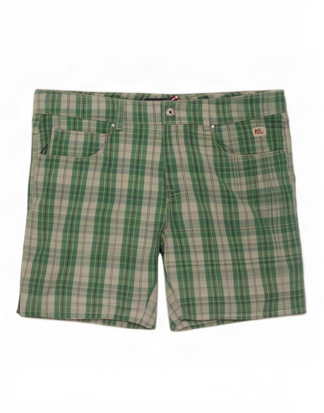 Roy Rogers Herren-Badeshorts, groß, grün kariert, Polyester
