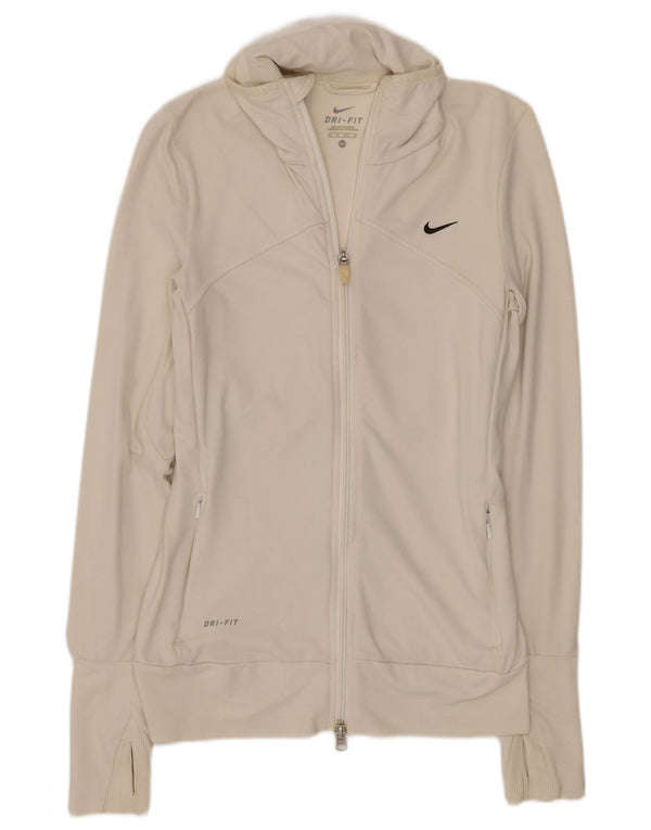 Nike Damen Dri Fit Trainingsanzug Top Jacke UK 6 XS Weiß