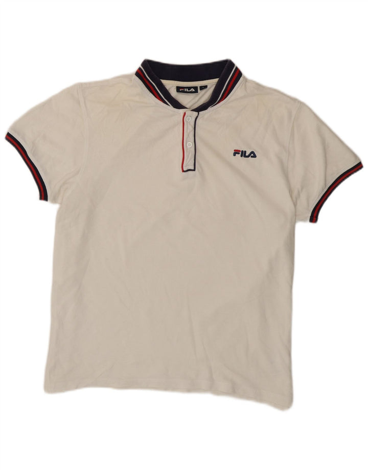 Fila Herren-Poloshirt, groß, weiß gestreift, Baumwolle