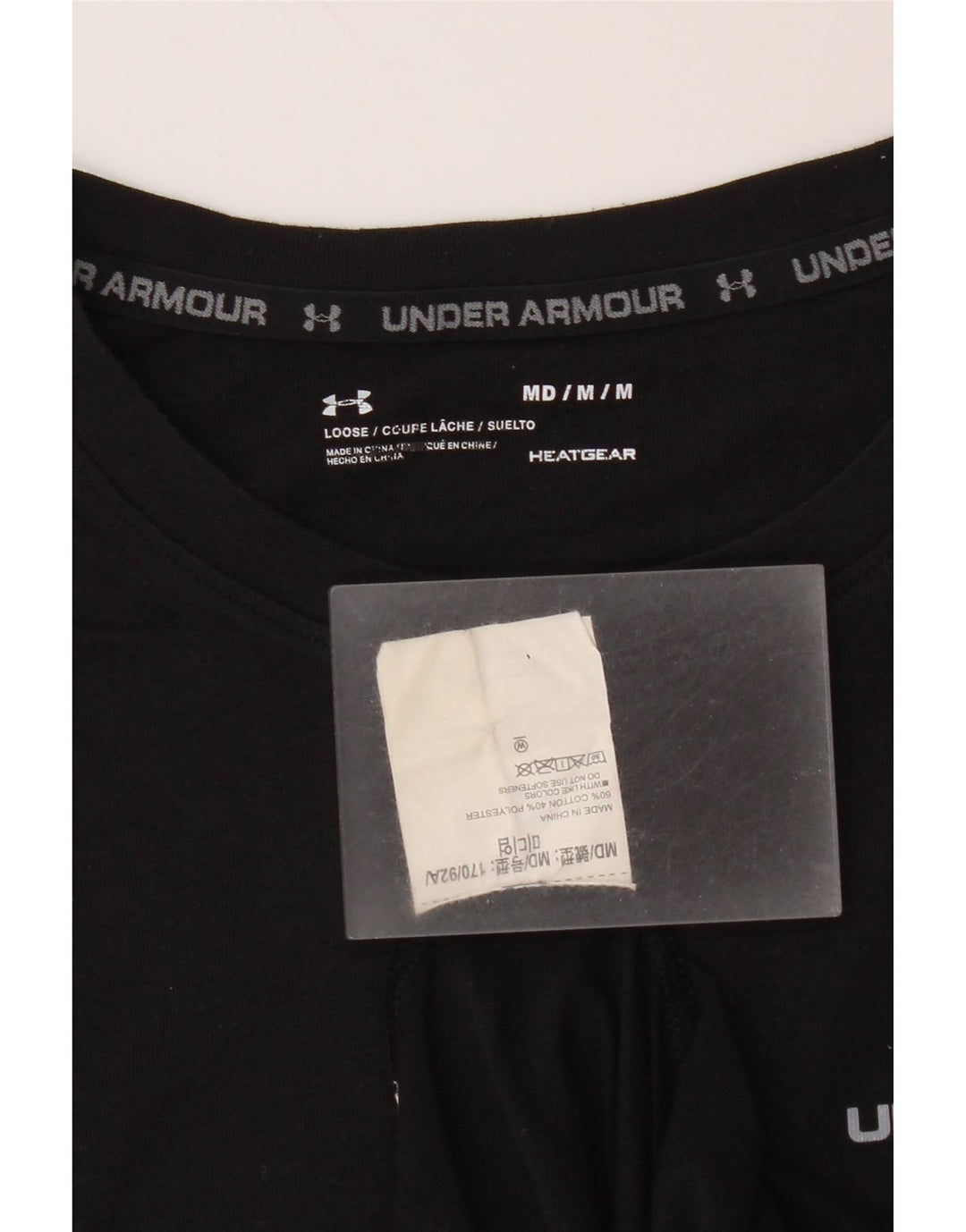 Under Armour Herren Heat Gear T-Shirt Top aus mittelschwarzer Baumwolle