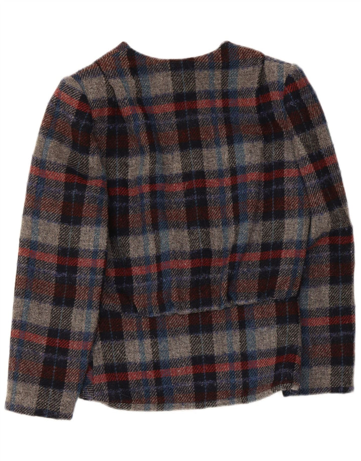 Erreuno Damen 1-Knopf-Blazerjacke IT 42 Medium Mehrfarbig karierte Wolle