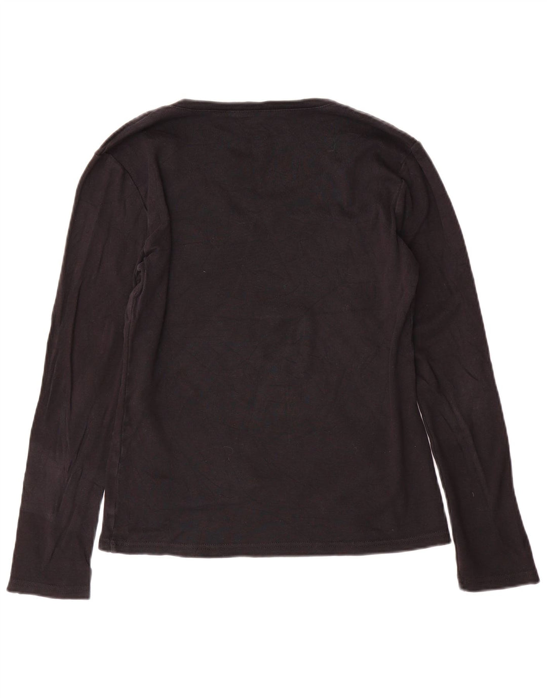 Tommy Hilfiger Damen Top Langarm UK 14 Große schwarze Baumwolle