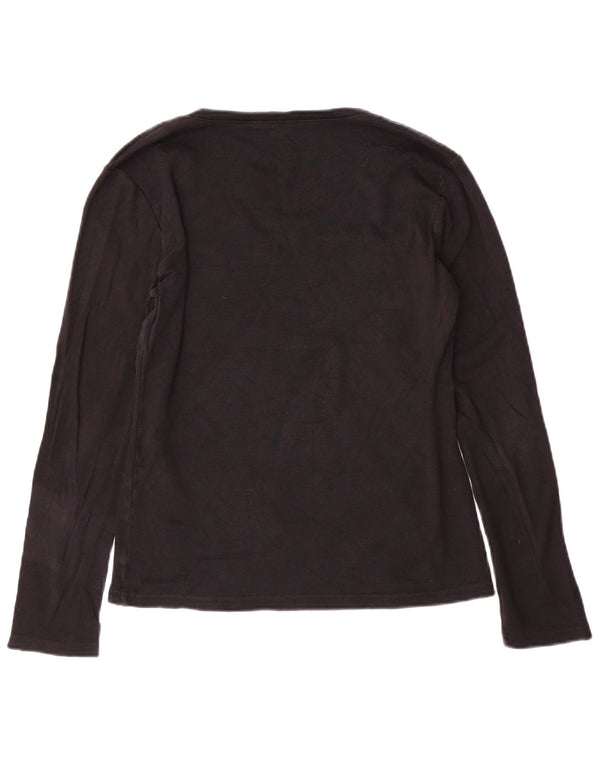 Tommy Hilfiger Damen Top Langarm UK 14 Große schwarze Baumwolle