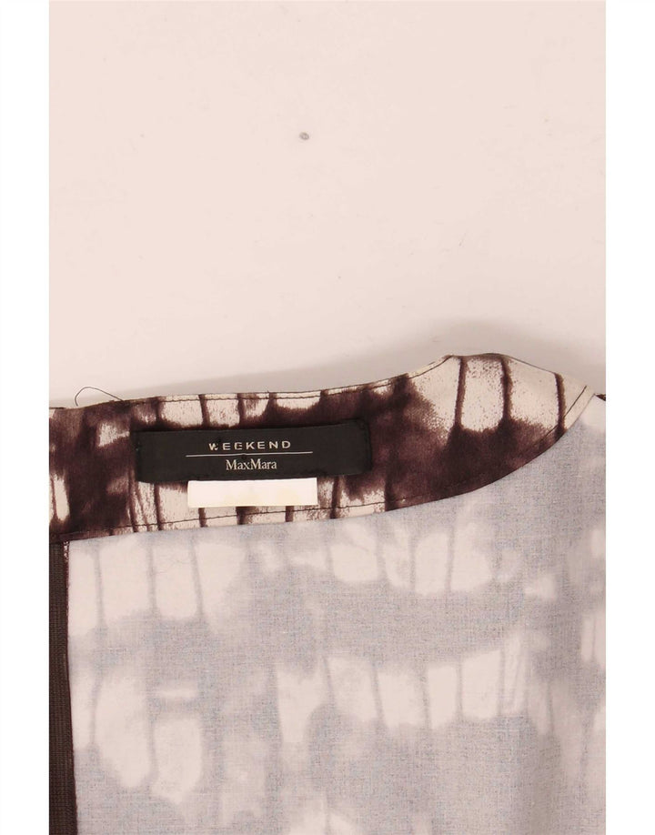 Max Mara Damen-Etuikleid mit abstraktem Muster, Gr. 12, mittleres Burgunderrot