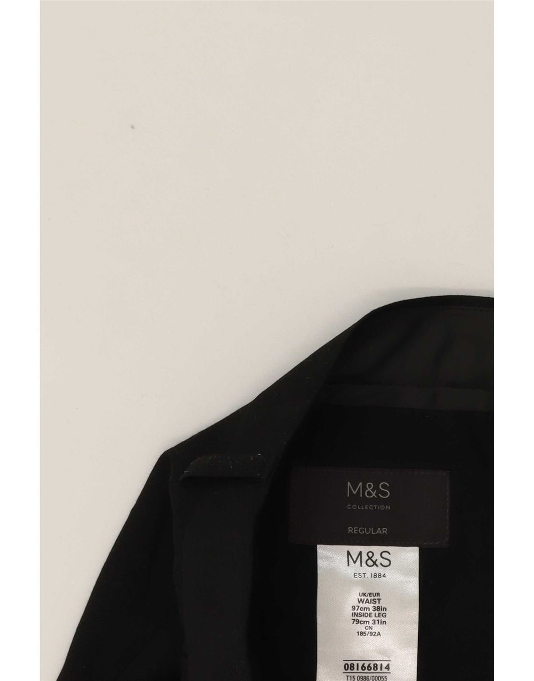 Marks & Spencer Herren-Anzughose, konisch zulaufend, W38, L31, Schwarz, Polyester, klassisch
