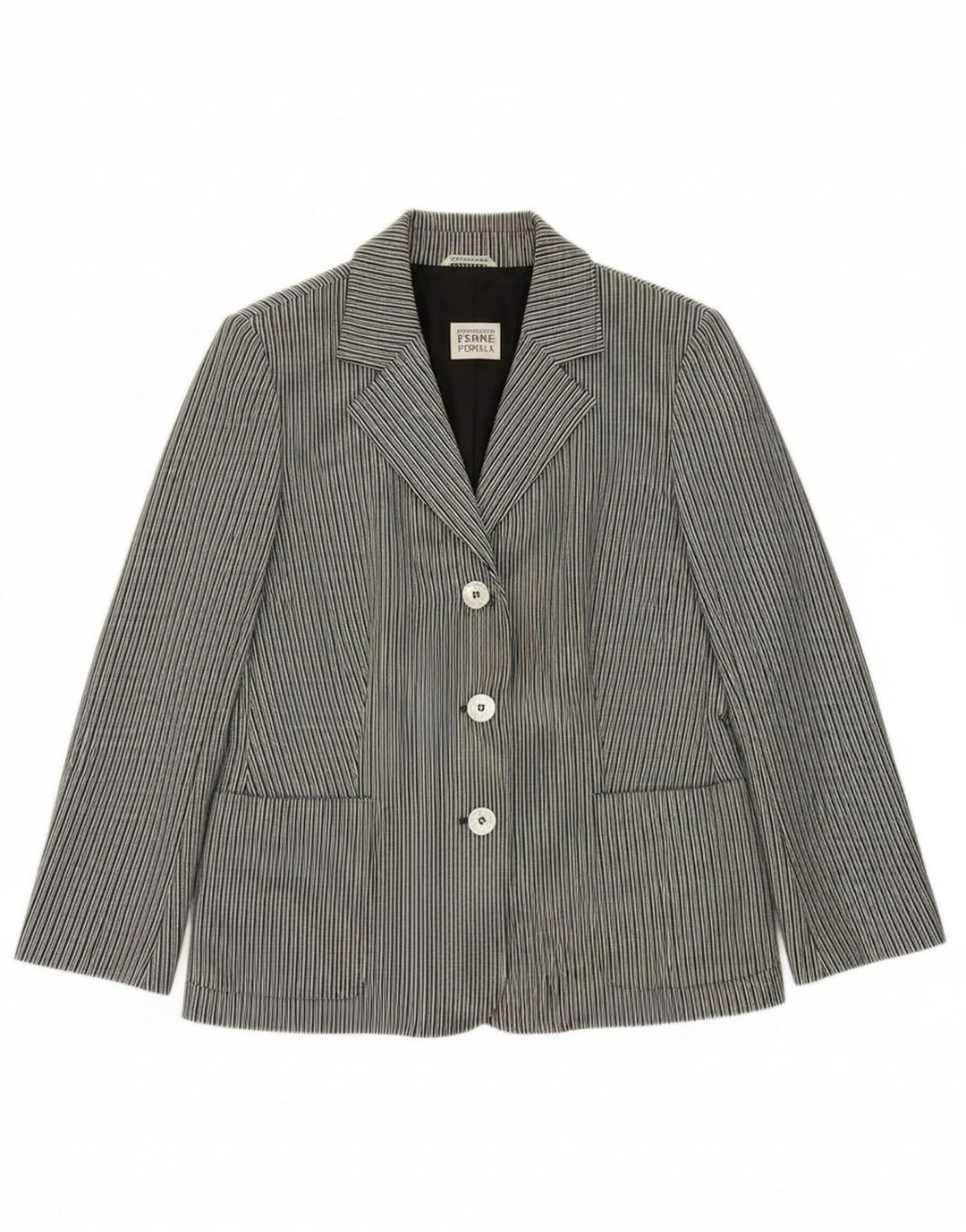 GIANFRANCO FERRE Womens 3 Button Blazer Jacket UK 18 XL Grey Striped