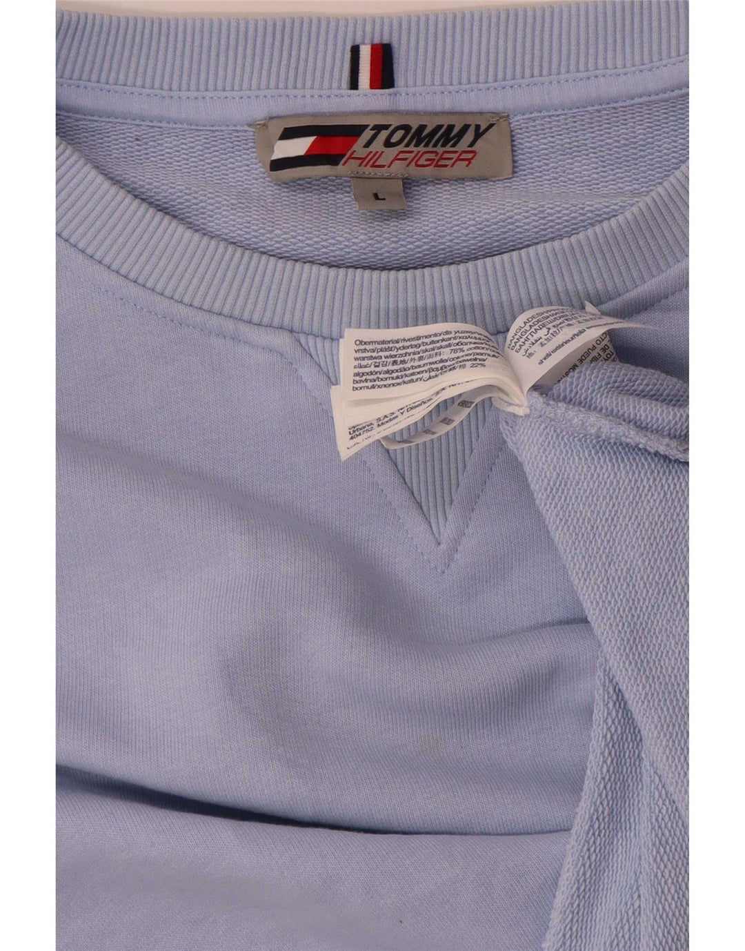 Tommy Hilfiger Damen-Sweatshirt-Pullover UK 16 Large Blaue Baumwolle
