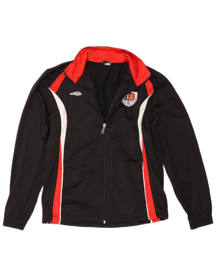 Umbro Jungen-Trainingsanzug-Top-Jacke, 13–14 Jahre, XL, schwarzes Farbblock-Polyester