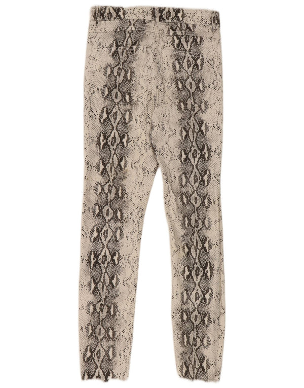 Zara Damen Skinny Jeans EU 36 XS W26 L26 Weiße Baumwolle mit Animal-Print