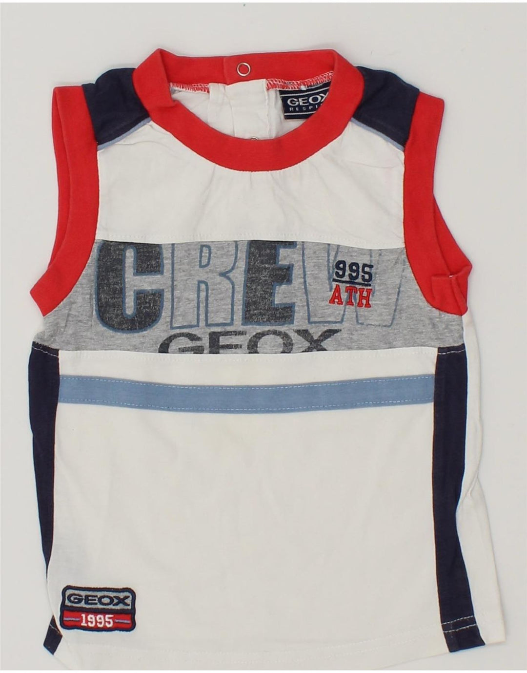 GEOX Boys Graphic Vest Top 2-3 Years White Colourblock Cotton Vintage Geox and Second-Hand Geox from Messina Hembry 