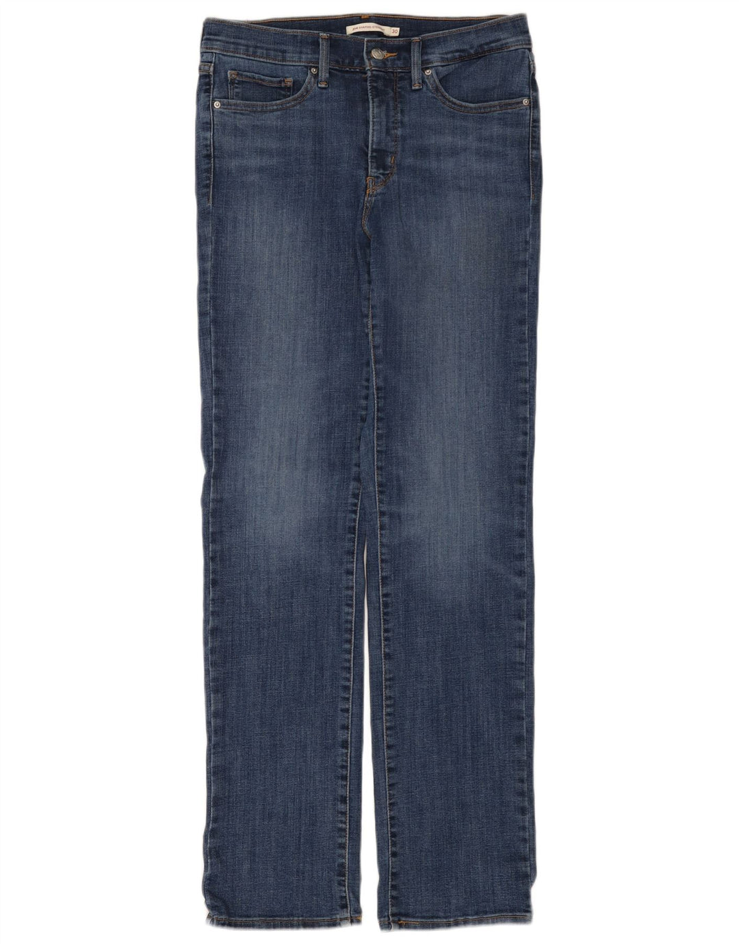 Levi's Damen 314 Shaping Straight Jeans W30 L32 Blau Baumwolle