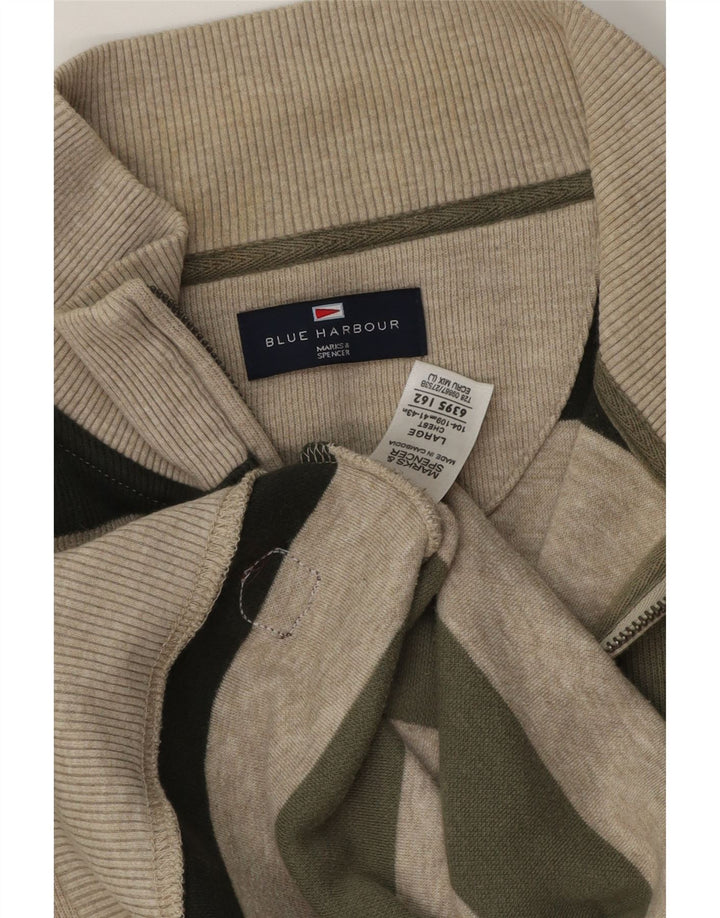 Marks & Spencer Herren-Pullover Harbor mit Reißverschluss, Blau, Größe L, Khaki
