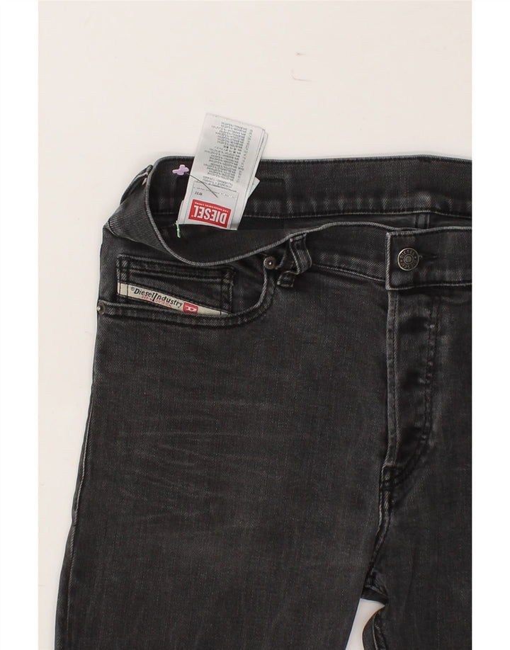 DIESEL Herren Slim Jeans W32 L32 Schwarze Baumwolle
