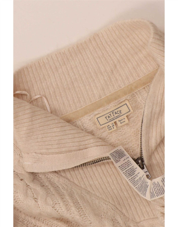Fat Face Damen-Pullover, übergroß, mit Reißverschluss, Gr. 12, Mittel, gebrochenes Weiß