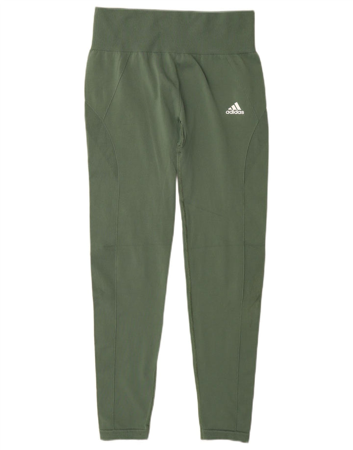 Adidas Damen Leggings UK 8/10 Small Grün Polyester