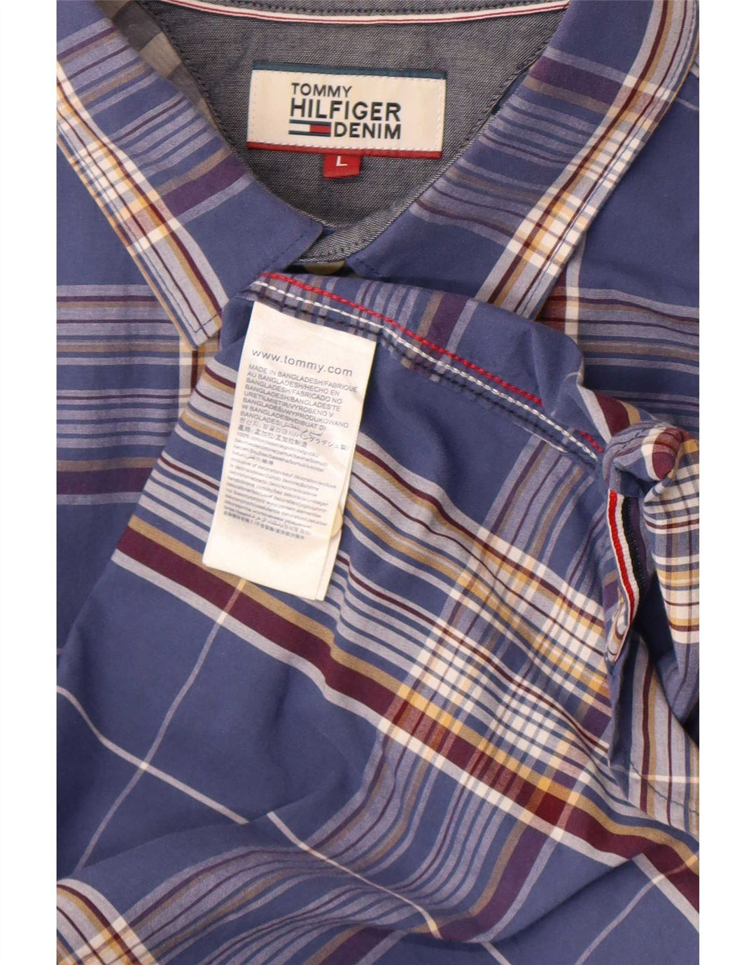 Tommy Hilfiger Herren-Hemd mit normaler Passform, groß, blau kariert, Baumwolle