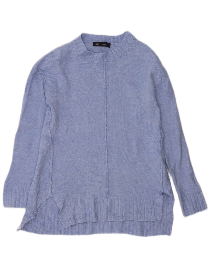 Marks & Spencer Langer Damen-Pullover mit Rundhalsausschnitt, Gr. 10, Größe S, Blau