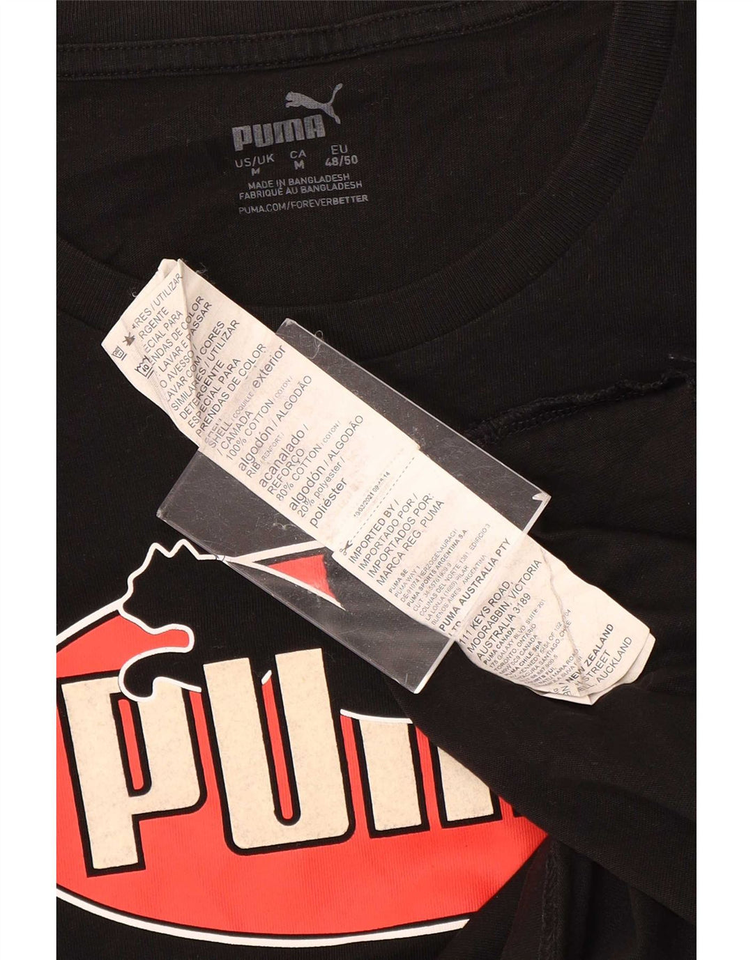 Puma Herren Grafik T-Shirt Top Mittelschwarz Baumwolle