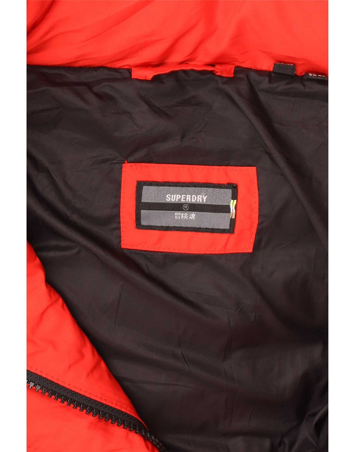 Superdry Wattierter Mantel mit Kapuze für Damen, UK 12, Mittelrot, Polyester