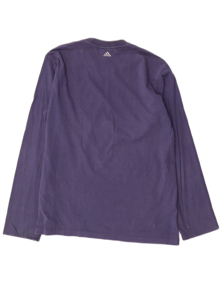 Adidas Herren-Top, langärmelig, mittelblau, Baumwolle