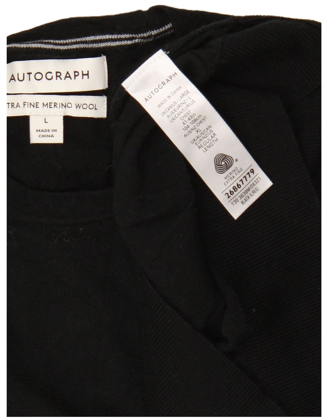 Marks & Spencer Herren Autograph Pullover mit Rundhalsausschnitt, Größe L, Schwarz