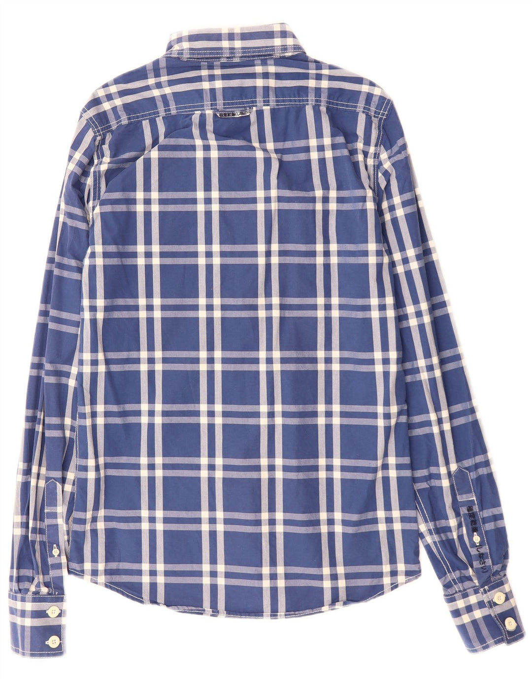 SUPERDRY Herrenhemd aus mittelblauer karierter Baumwolle