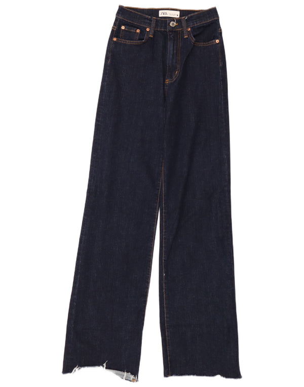 Zara Damen-Jeans mit weitem Bein, EU 34, 2XS W24 L34, marineblaue Baumwolle