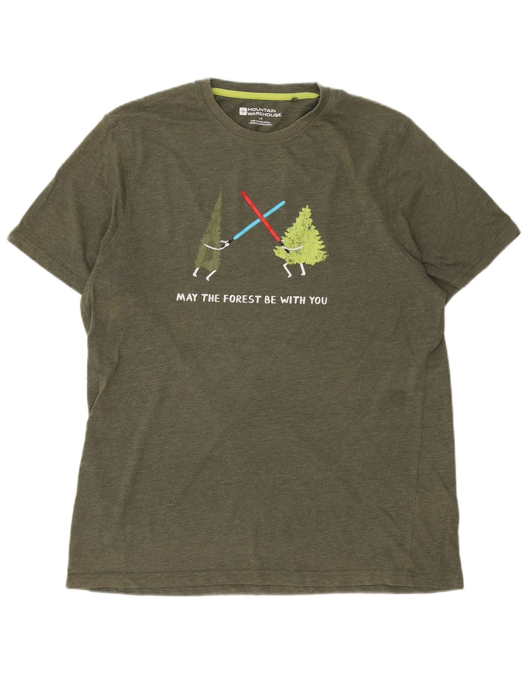Mountain Warehouse Herren-T-Shirt mit Grafik, Größe L, aus grüner Baumwolle