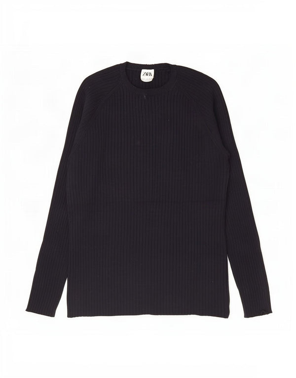 Zara Mens Top Long Sleeve XL Black Viscose