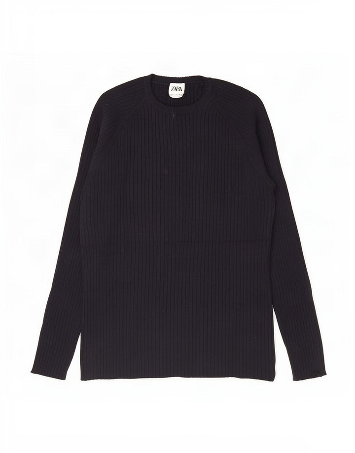 Zara Herren Top Langarm XL Schwarz Viskose