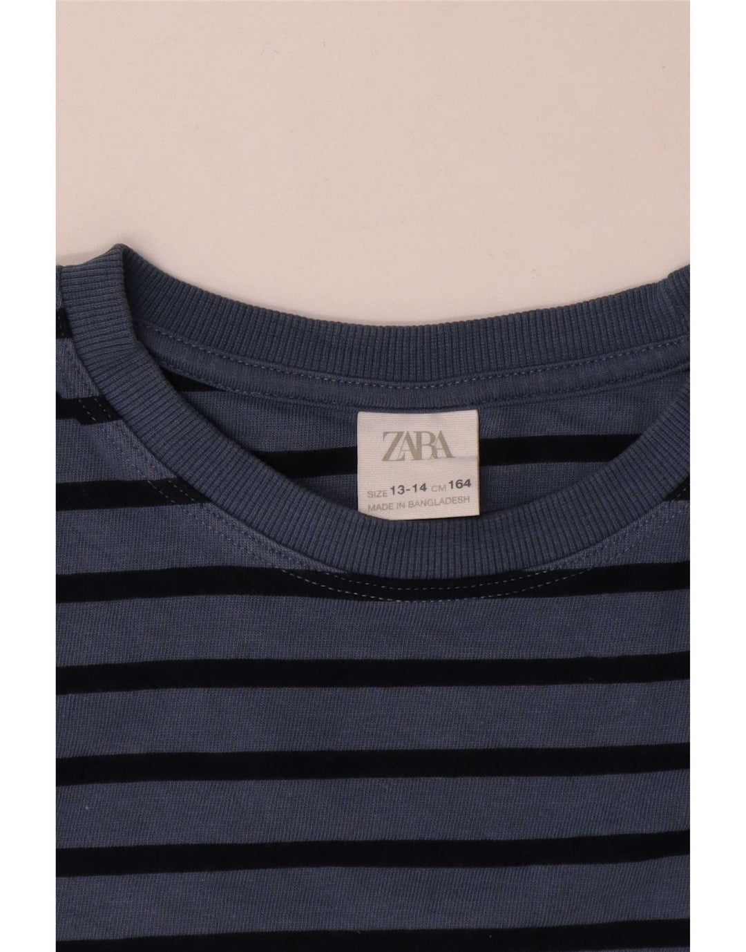 Zara Jungen-Top, langärmelig, 13–14 Jahre, blau gestreift, Baumwolle