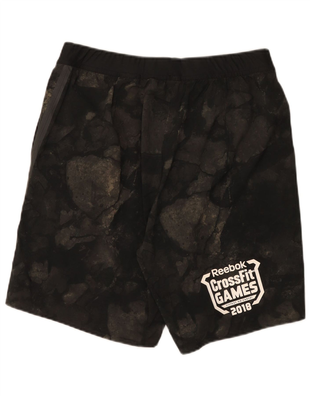 Reebok Herren Cross Fit Graphic Sport Shorts Mittelschwarzes geometrisches Polyester