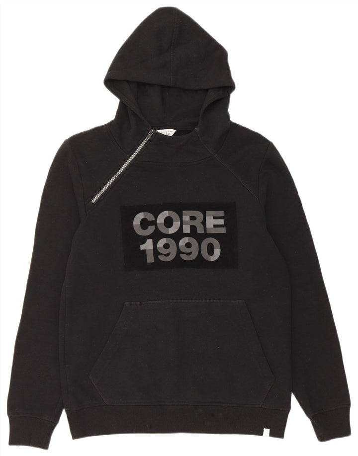 Jack & Jones Herren-Kapuzenpullover mit Reißverschluss und Grafik, mittelschwarz, Polyester