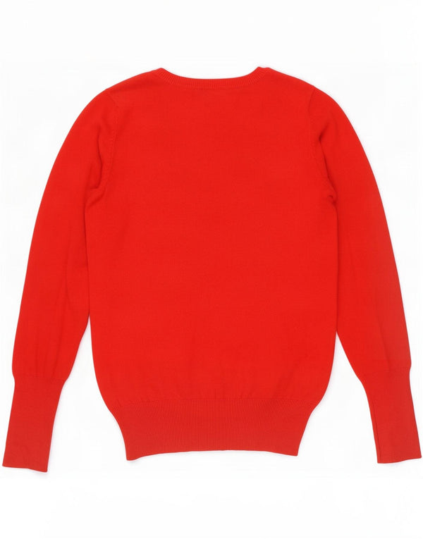 Zara Womens V-Neck Jumper Sweater UK 12 Medium Red