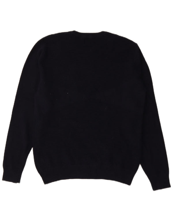 Zara Mens Crew Neck Jumper Sweater XL Navy Blue Cotton