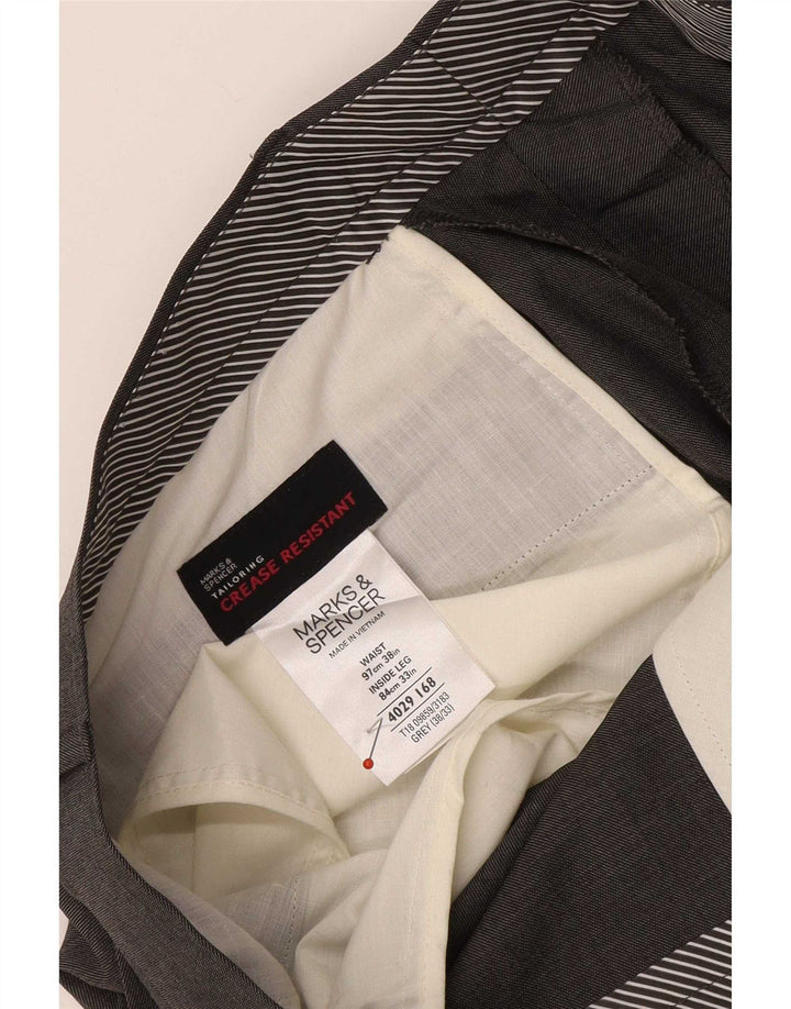 Gerade Herren-Anzughose von Marks & Spencer, W38, L31, grau, Polyester