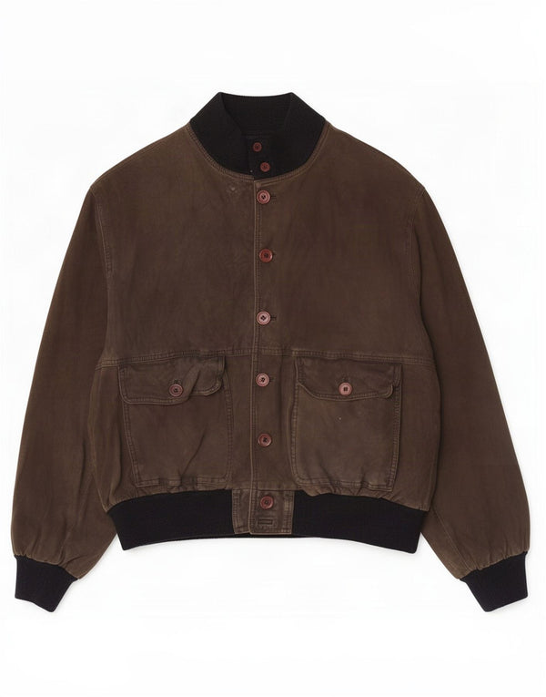 Vintage Herren Wildleder Bomberjacke UK 40 Large Khaki