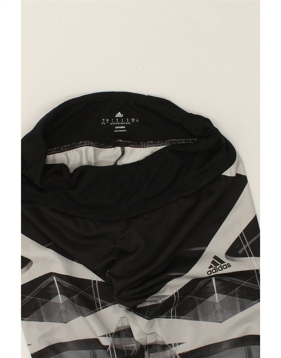 ADIDAS Womens Climalite Leggings UK 8/10 Small Grey Geometric Polyester Vintage Adidas and Second-Hand Adidas from Messina Hembry 