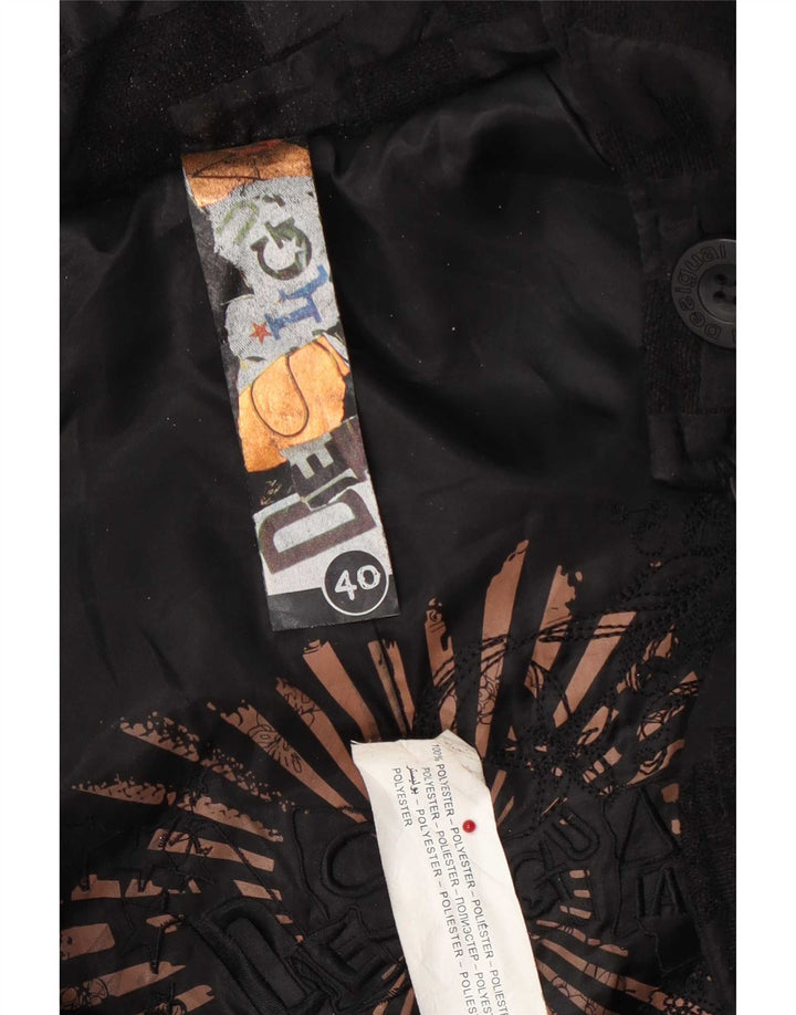 Desigual Womens Graphic Overcoat EU 40 Mittelschwarzes geometrisches Polyester