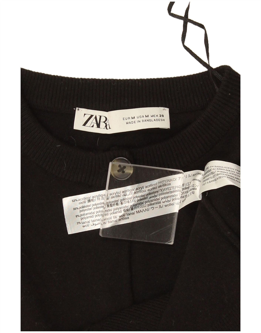 Zara Damen Bolero-Pullover UK 14 Mittelschwarzes Acryl