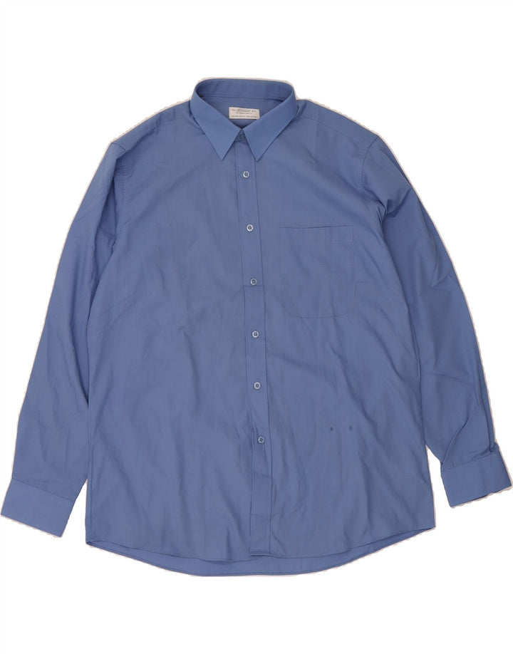 ST. BERNARD Mens Shirt Size 42 16 1/2 Large Blue Polyester Vintage St. Bernard and Second-Hand St. Bernard from Messina Hembry 
