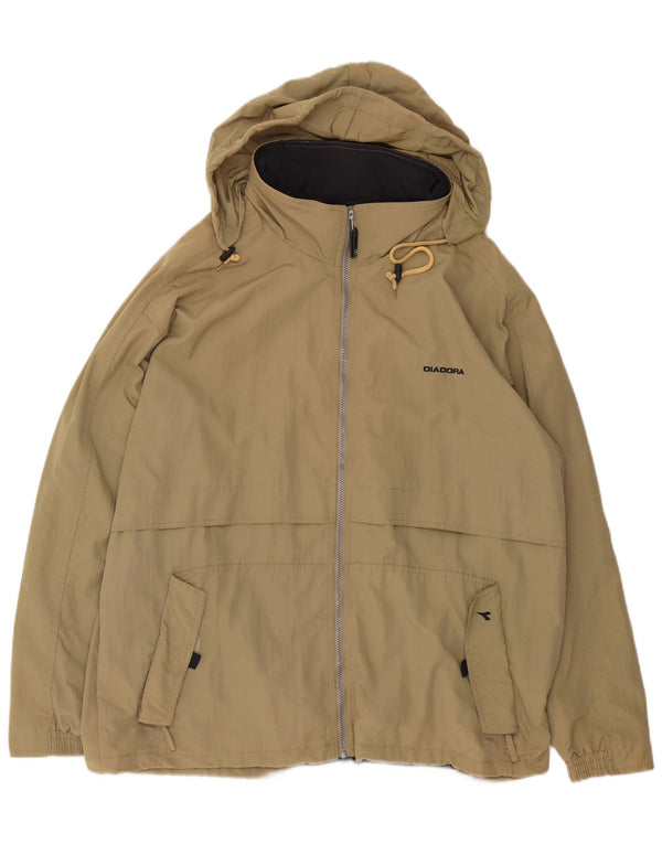 Diadora Herren Loose Fit Kapuzen-Regenjacke UK 40 Large Beige Polyamid