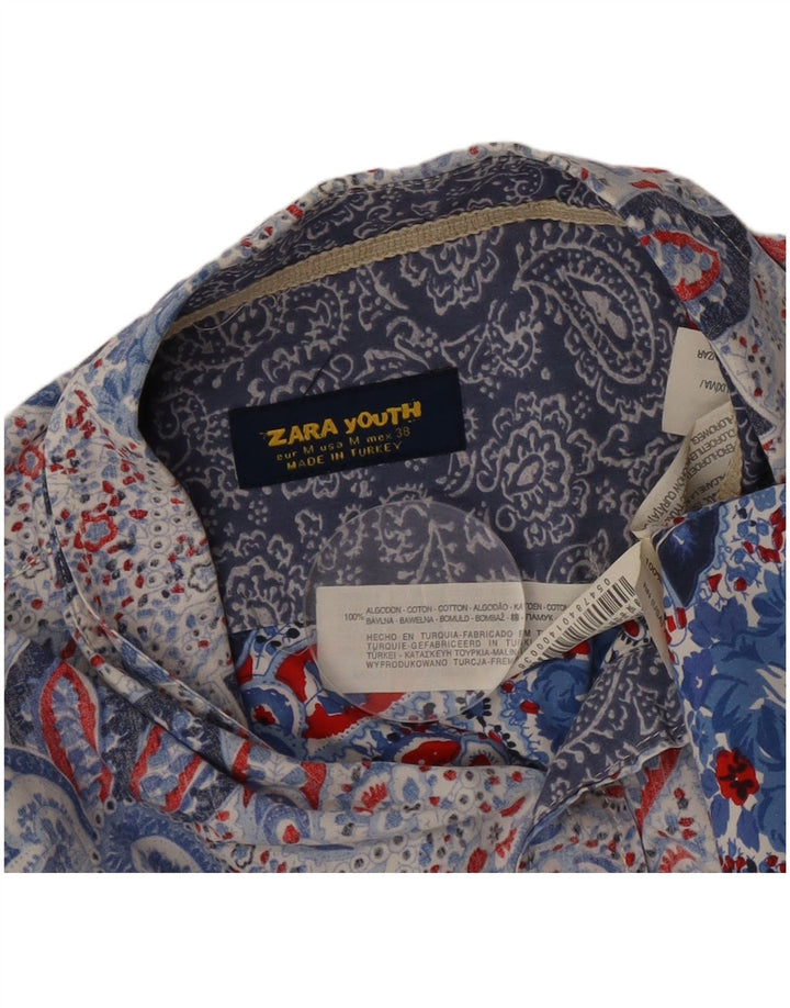 Zara Herrenhemd aus mittelblauer Paisley-Baumwolle