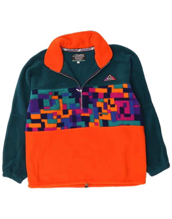 Polartec Herren-Fleecepullover mit Reißverschluss am Hals, großes grünes geometrisches Polyester