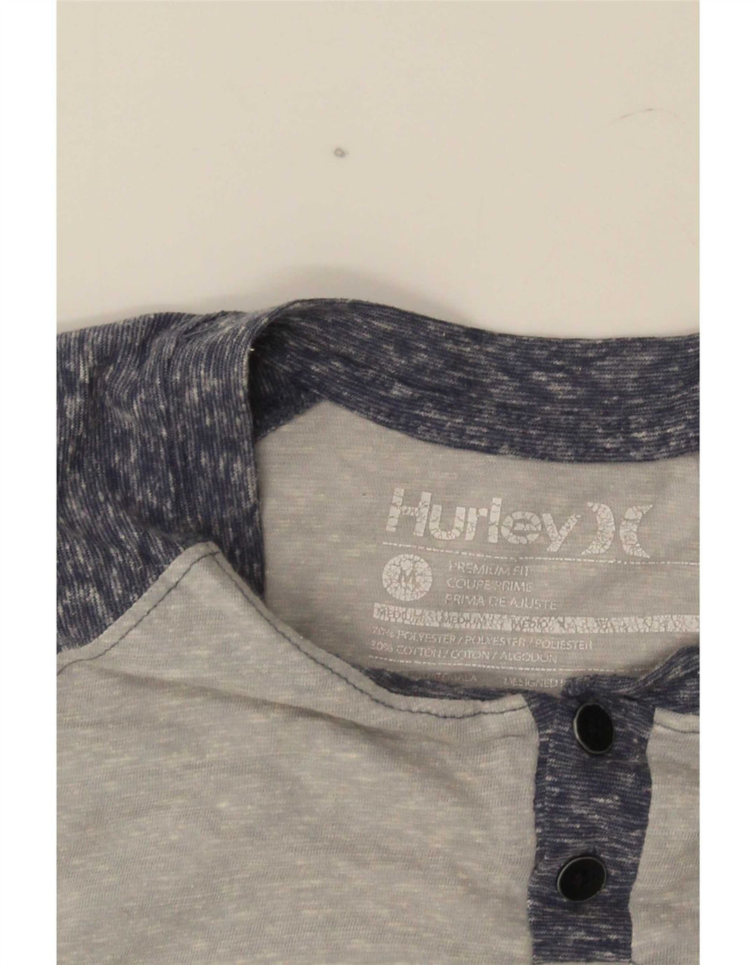 Hurley Mens Premium Fit T-Shirt Top Medium Grey Colourblock Polyester