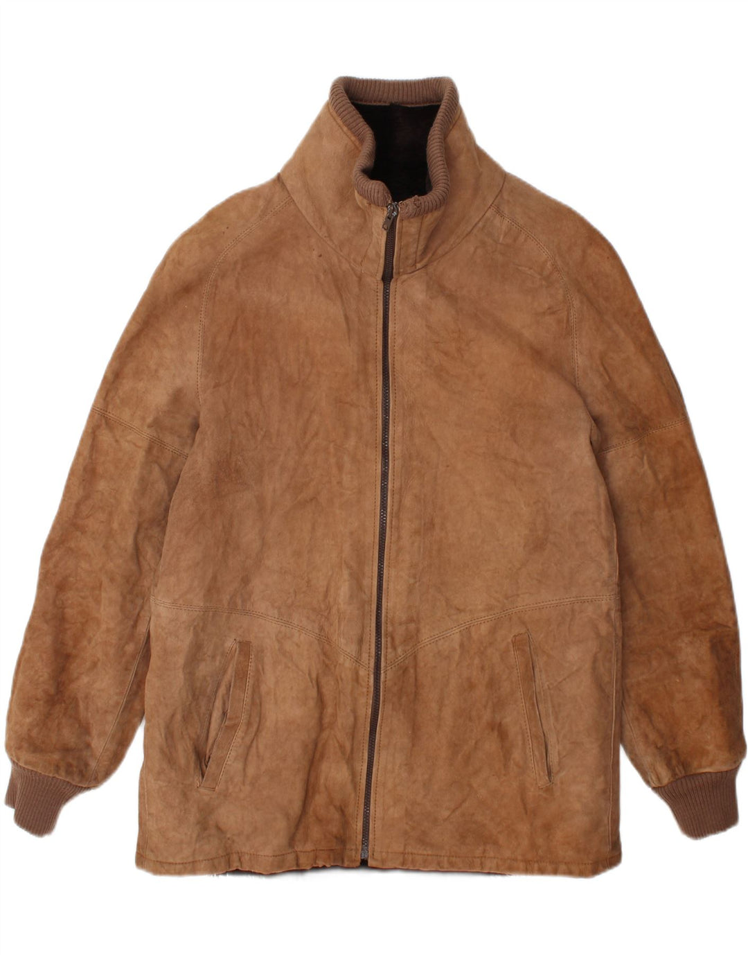 Vintage Herren Shearling Jacke UK 38 Mittelbraunes Leder