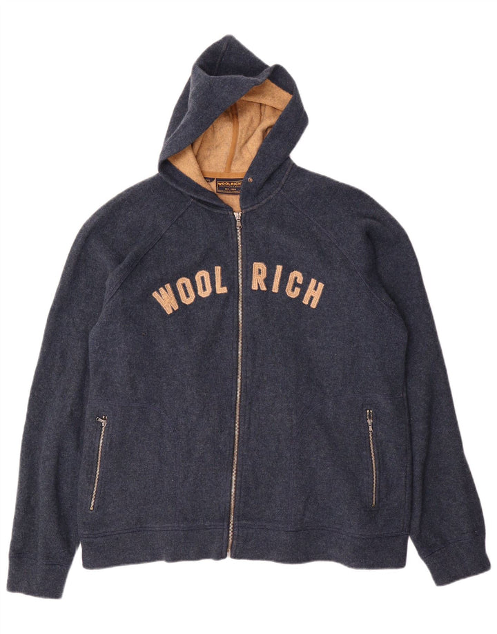 Woolrich Herren-Kapuzenpullover mit grafischem Reißverschluss, 2XL, marineblaue Wolle