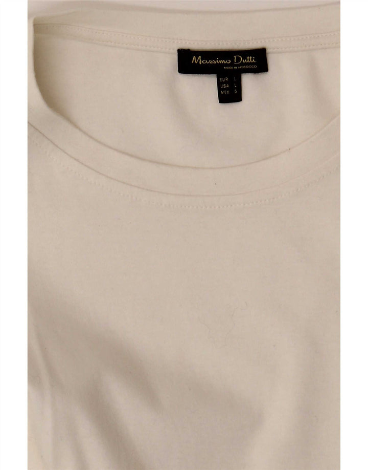Massimo Dutti Damen T-Shirt Top UK 14 Large Weiß